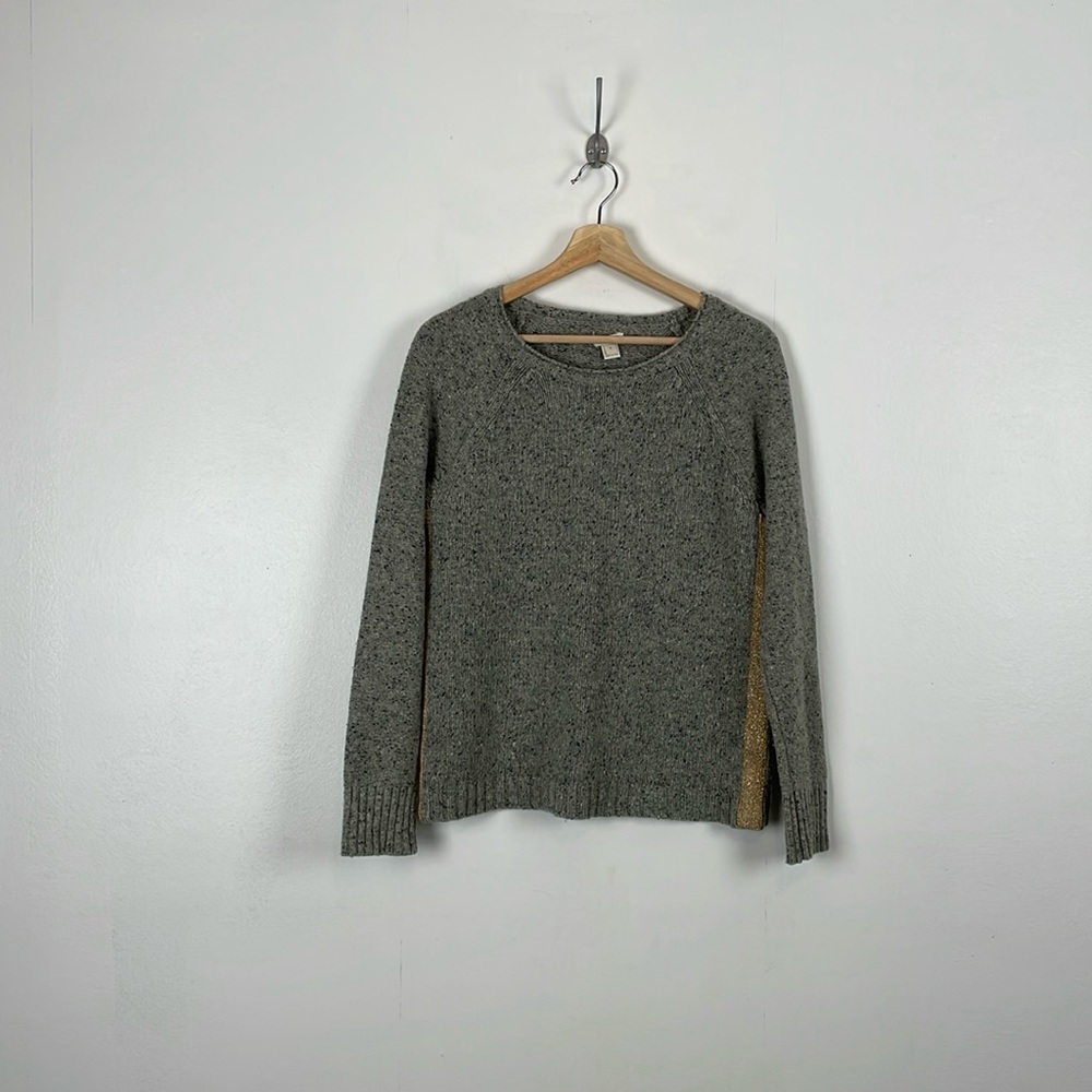 J. Crew Heathered Gray and Tan Sweater